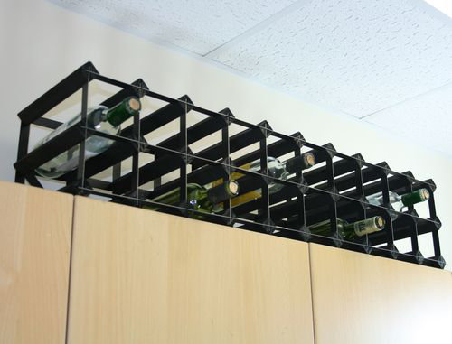 Felica 30 Bottle Floor Wine Bottle Rack, Black Stained / Black Steel