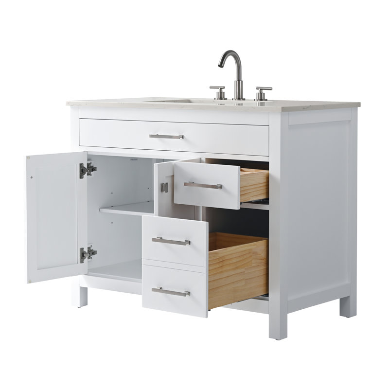 Trevor 42" W Single Vanity, White/Brushed Nickel