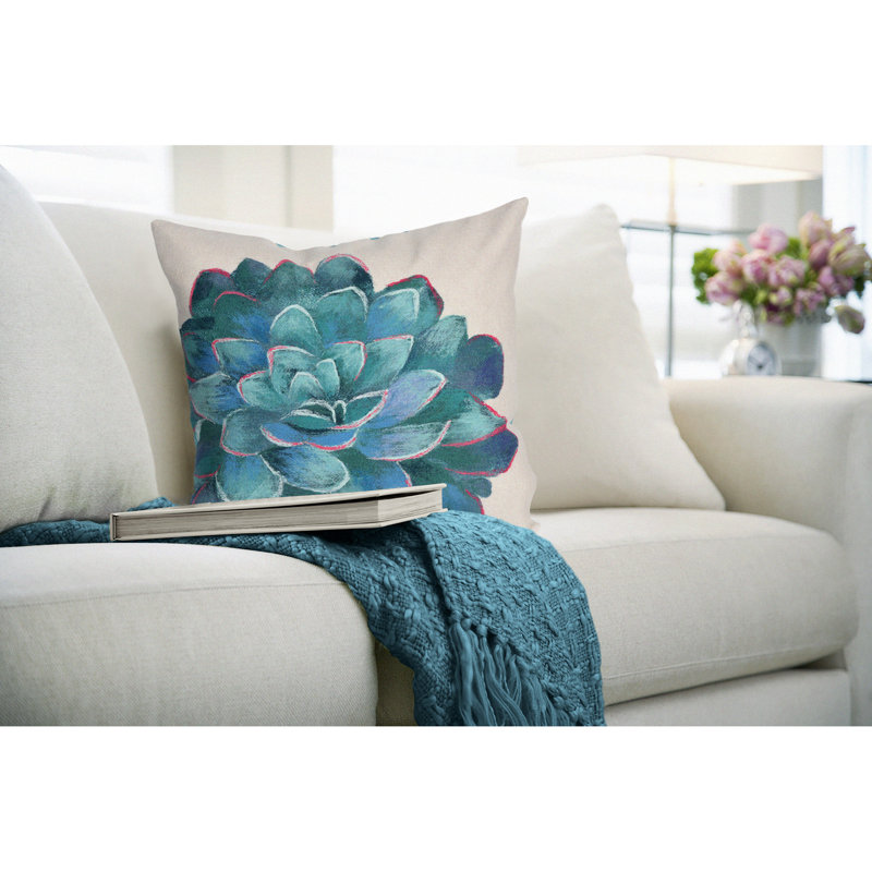 Floral Outdoor Reversible Throw Pillow, Ivory