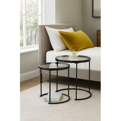 Middlewich Glass Top Frame Nesting Tables
