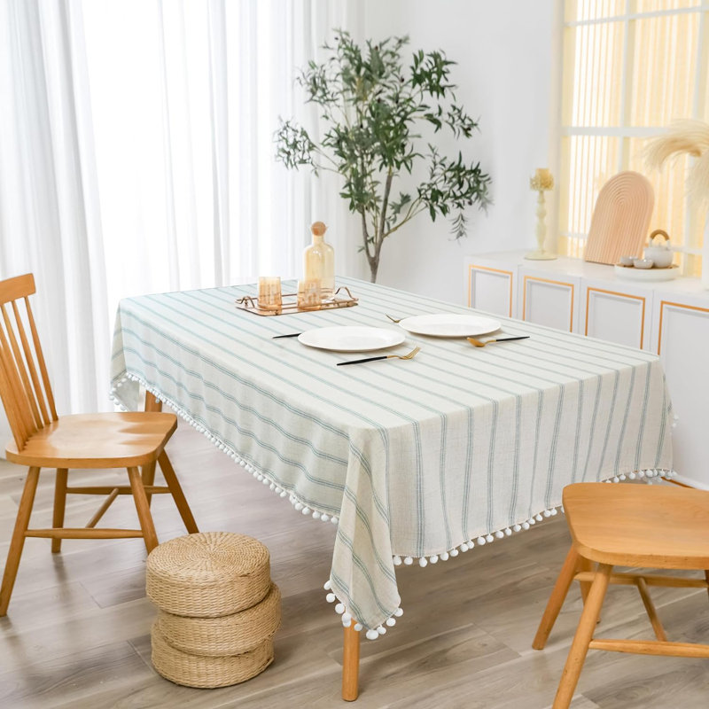 Nappes Farmhouse à rayures infroissables, 84 po x 54 po, Vert