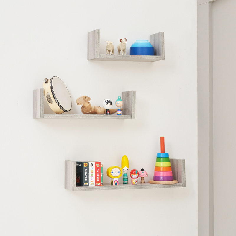 Tutti Bambini Modena 3 Piece U-Shaped Wall Shelves Set, Grey Ash