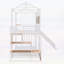 Lit simple superposé en métal avec glissade, escalier de rangement et maisonnette pour chambre d'enfant-133491211