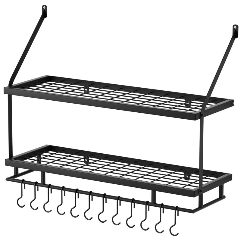 Iron Wall Mounted Pot Rack, Black