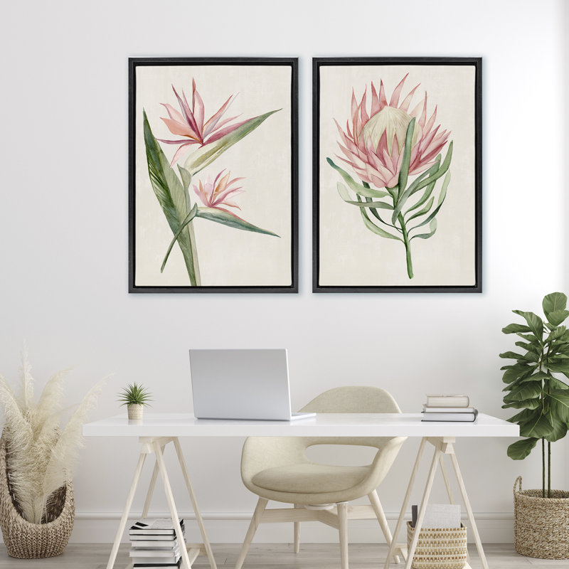 Ensemble de cadres flottants 2 pièces Tropical Grace Botanicals, design par Hannah Dawson, H 31 po x l 21 po