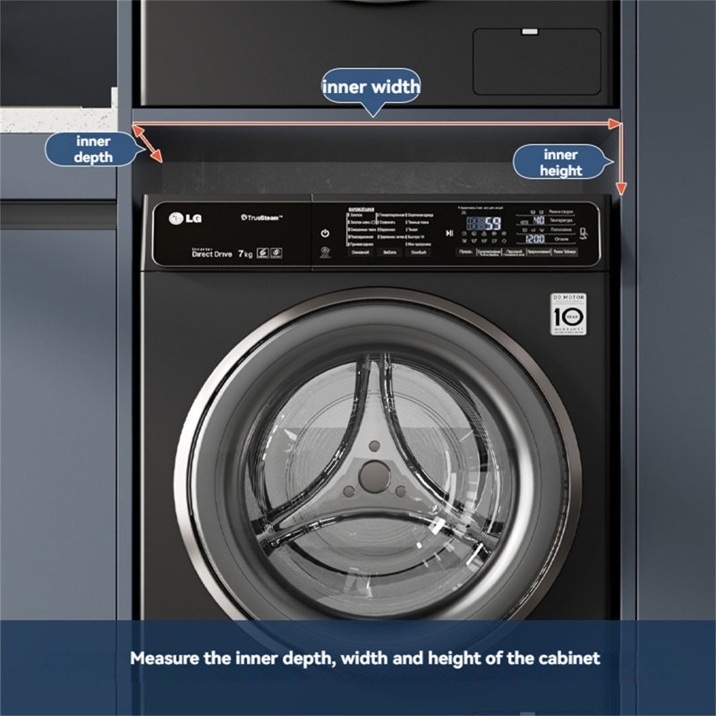 Hidden Retractable Clothes Drying Rack With Pull-Out Clothes Hanger Above The Washing Machine On The Balcony