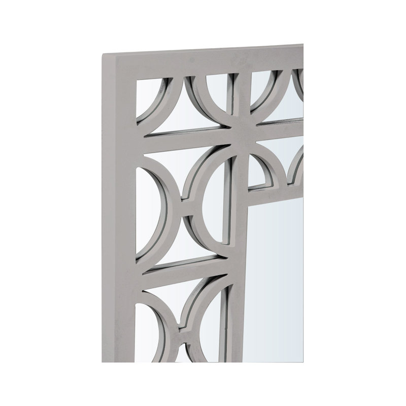Guven 118cm Rectangular Wall Mirror with Semi-Circle Design, Wall Mounted Mirror with MDF, Gray