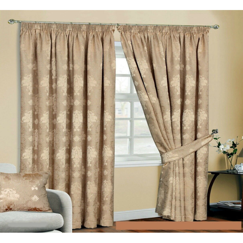 Virgina Pencil Pleat Room Darkening Thermal Curtain, 168 W x 228 D cm, Gold