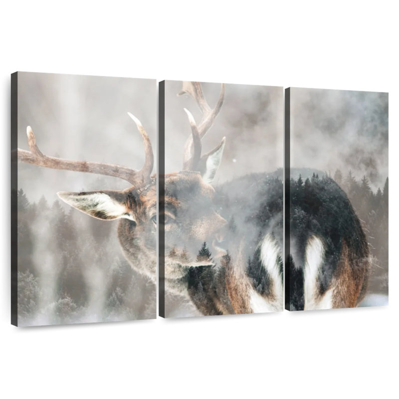 Winter Forest Deer, 20" H x 33" W