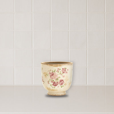 Tuscan Ceramic Floral Print Planter