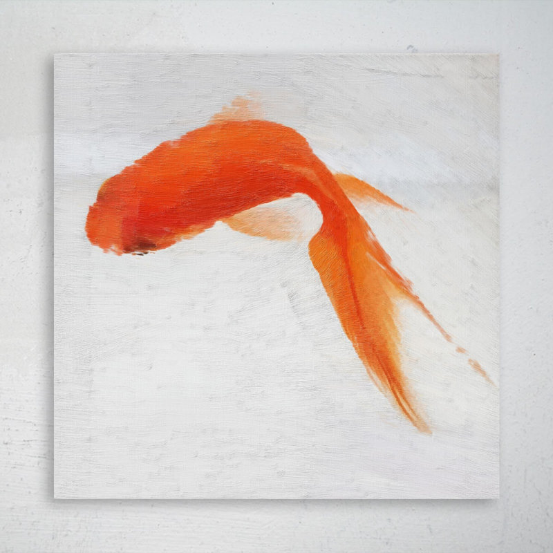 " Orange Fish 1 " Painting Print, 32" H x 32" W