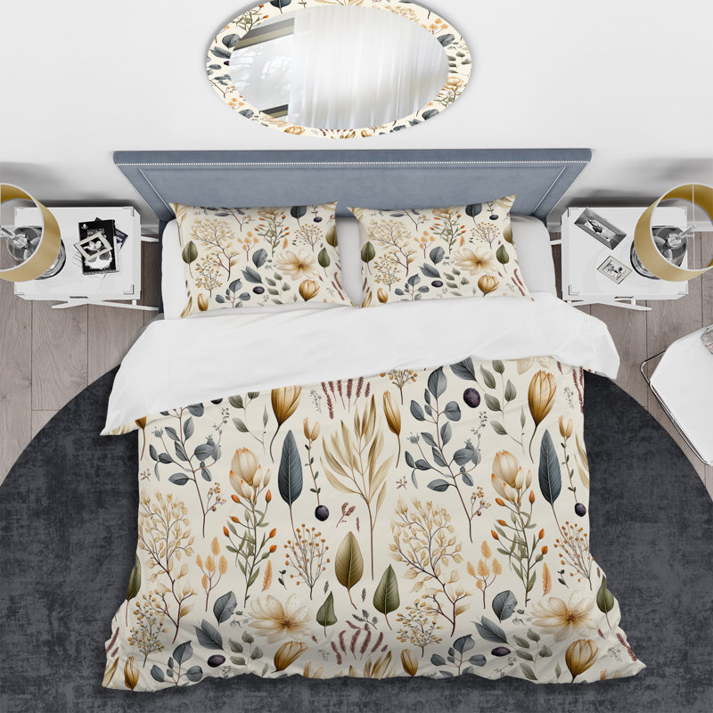 Ensemble de housse de couette Botanical S Croquis IV, Housse de couette simple + 1 taie décorative stan