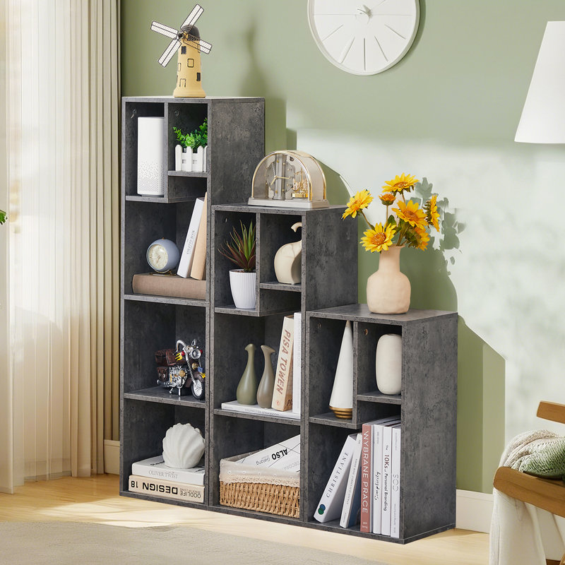 Bibliothèque de rangement Emmuela, Gris, (5 tablettes) H 42,2 po x l 11,8 po x P 9,5 po
