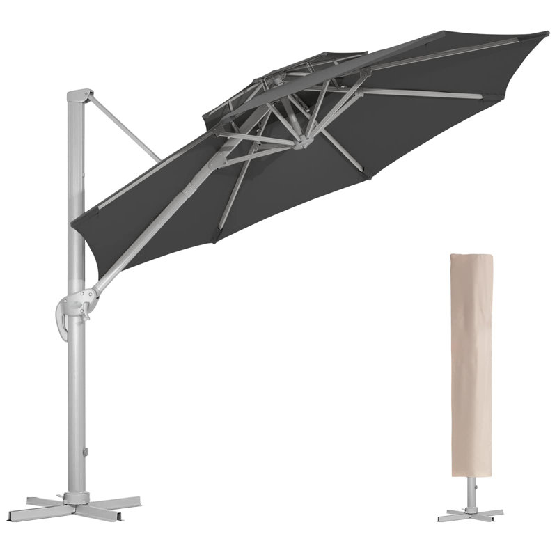 Beeta 132'' All-Aluminum Cantilever Umbrella, Grey