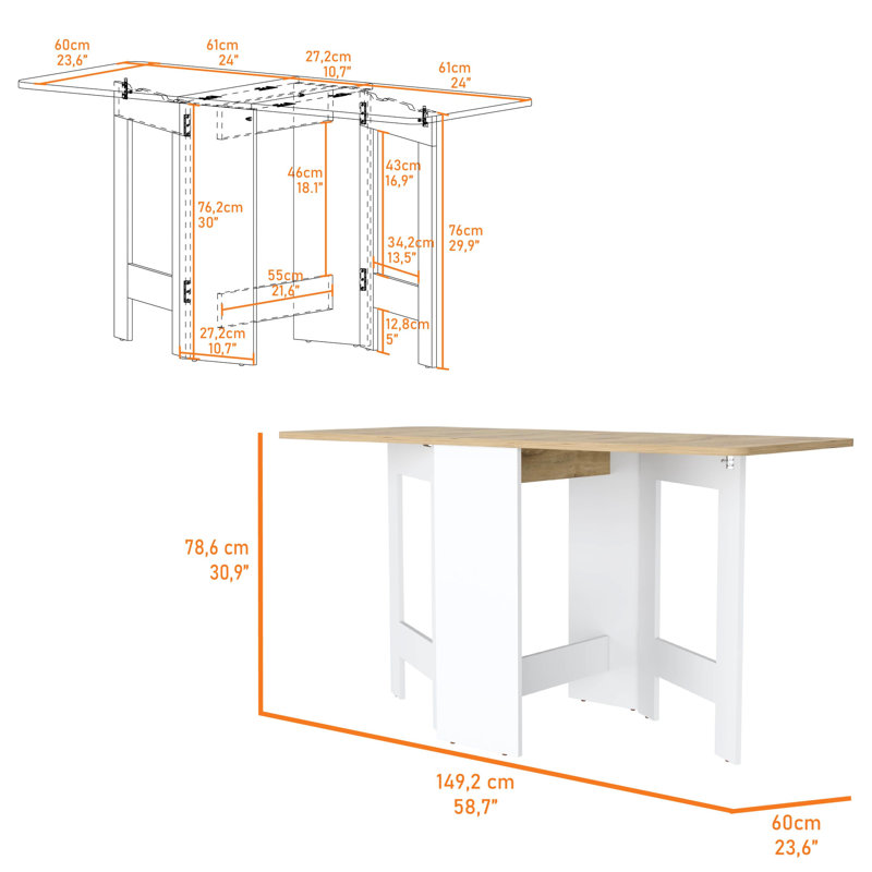 Table pliante blanche et - 3 styles fonctionnels, peu encombrante pour les conditions de vie restreintes, roulement de 22 lb, structure de pieds stable et configurable, vestibule, support, base