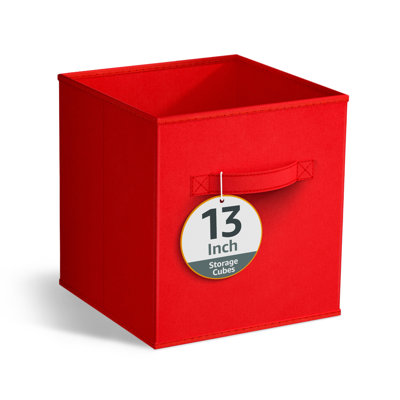 13 po cubes de rangement pliables avec poignées 1 pièce, rouge