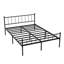 Structure de lit pour grand lit en noir, tête de lit et structure renforcée, sans sommier, espace de rangement sous le lit pour une chambre bien rangée, matériau texturé épais avec rangement en métal noir, ressorts nécessaires-654388189