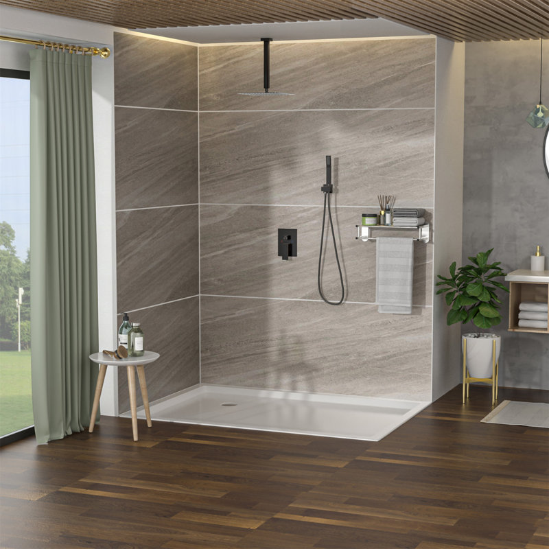 Dual Shower Head - 16 Inch Ceiling Mount Square Shower System With Rough-In Valve, Oil Rubbed Bronze