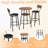 3 Pieces Round Bar Table And Chairs Set, Small Dining Table With 2-Tier Storage Shelf And 2 Upholstered Bar Stools
