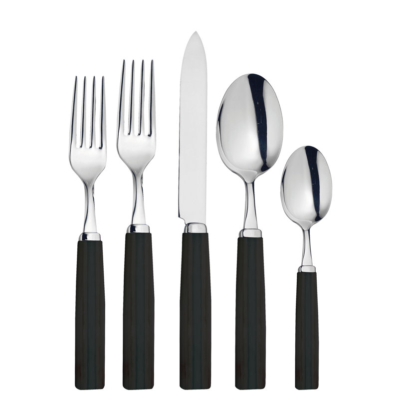 5 - Piece Stainless Steel Flatware Set - Service for 1, Black