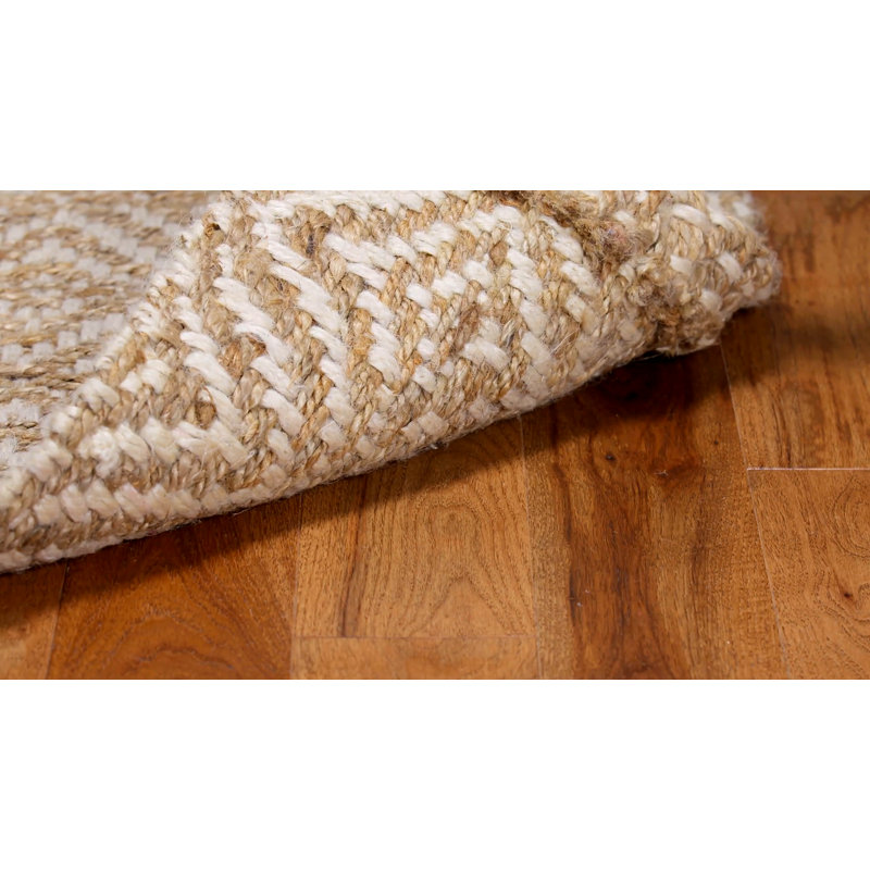 Ivory and Natural Handwoven Jute Area Rug 2' x 3'