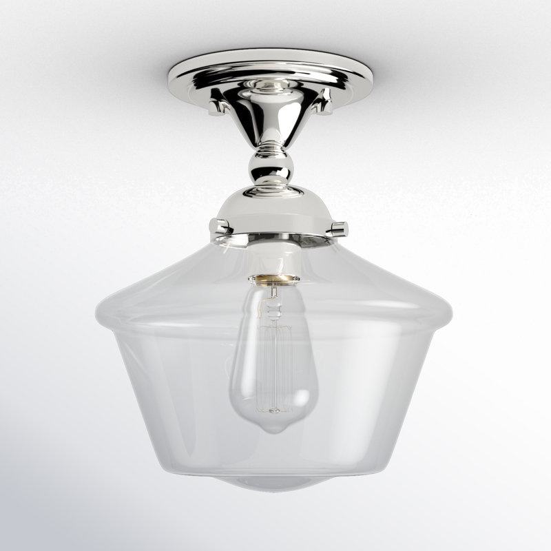 Plafonnier semi-encastré 1 lumière 9 po Lassell, Nickel poli