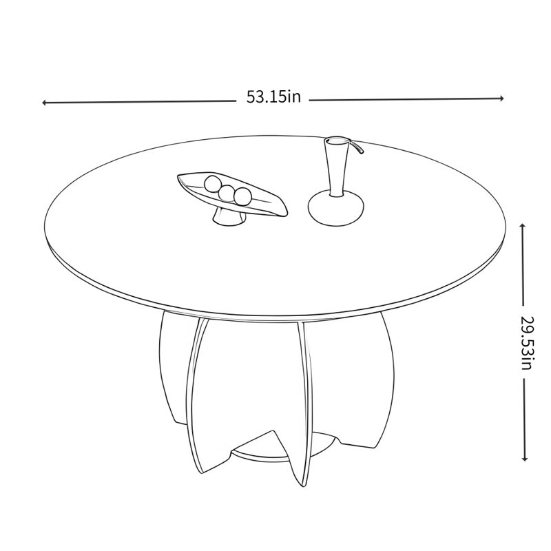 Modern and Simple Design Round Dining Table, Black, Nut Brown