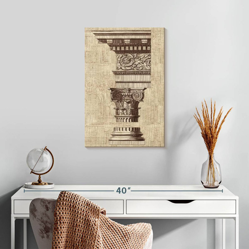 Lilie Architectural Rendering I Burlap Sepia, 24" H x 16" W