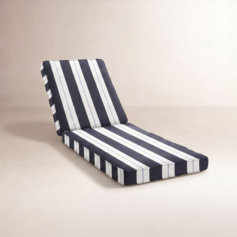 Deana Indoor/Outdoor Sunbrella® Seat/Back Cushion, Navy Stripe Sunbrella®, 24'' W x 73'' D