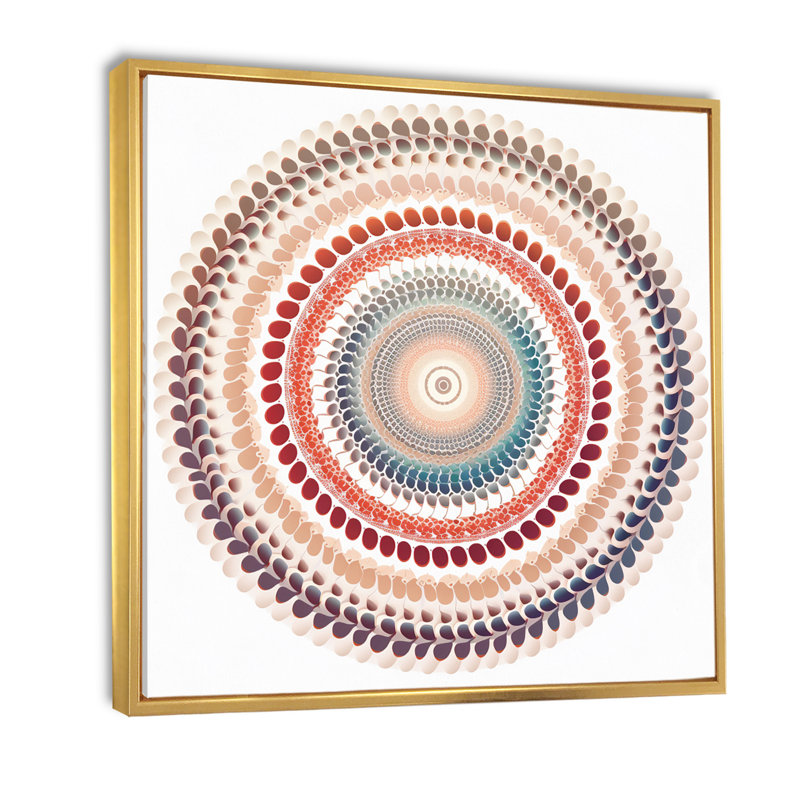 Élémentaire mandala sérénité I - impression, H 36 po x l 36 po x P 1,5 po, Cadre flottant doré