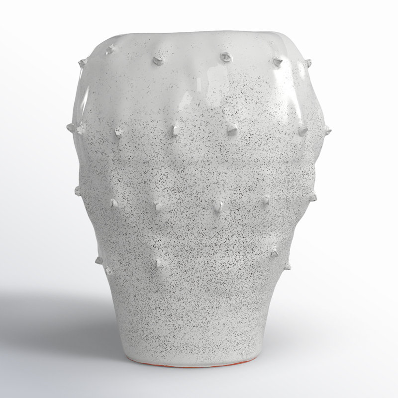 White Ceramic Table Vase, 11.41" H x 8.26" W x 8.26" D