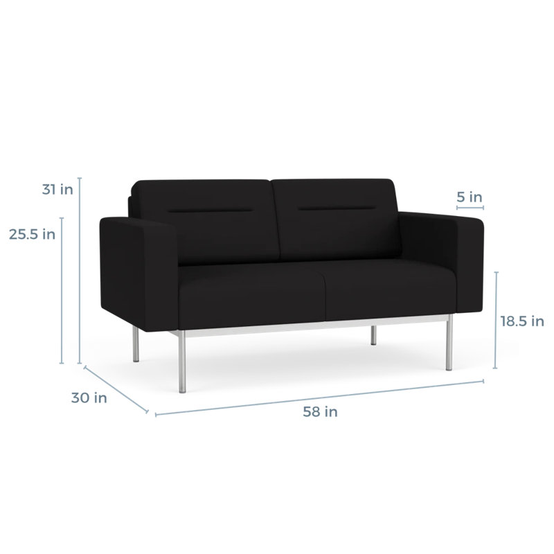 Causeuse de réception Darsey, Argent argent, Visite libre noire, Sans alimentation