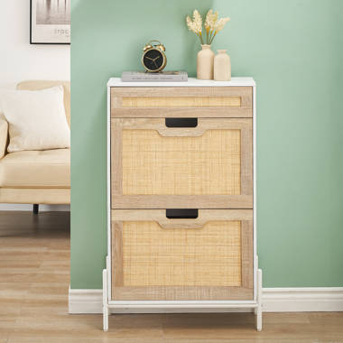 Eklund Rattan 2 Flip Door Shoe Cabinet with 1 Drawer Bay Isle Home