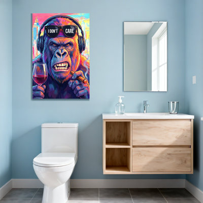 Animals Gorilla With Sunglasses And Wine
