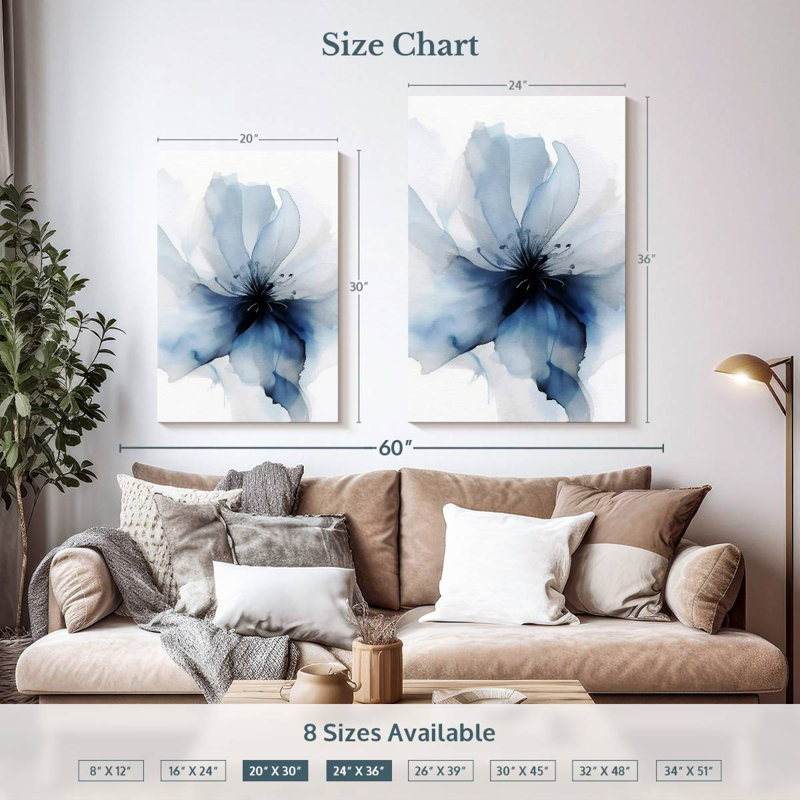 Avery délicat bleu floral I, H 36 po x l 24 po