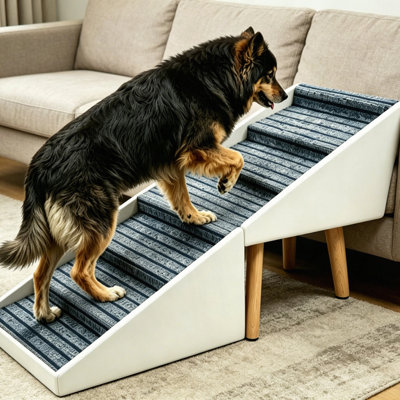 Très grand marchepied pliable pour chien 2 en 1 avec repose-pieds, rampe à 6 marches pour toutes les races