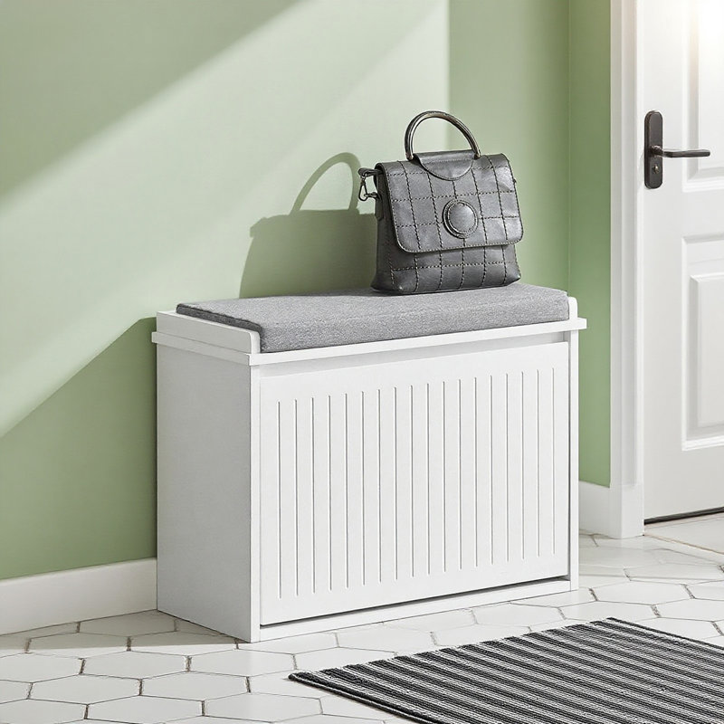 6 Pair Shoe Storage Bench, White