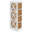 Armoire de coin, 4 tiroirs, en bois massif, quart de rond, pour petits espaces, blanc-99815669