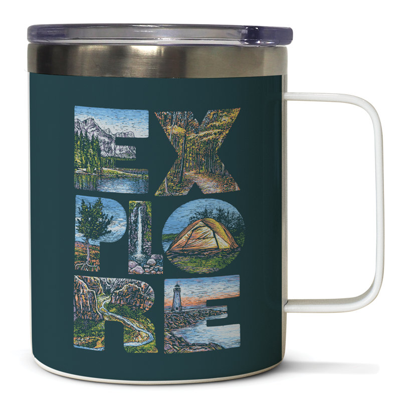 Explore Stainless Steel Mug w/Lid 12 oz.