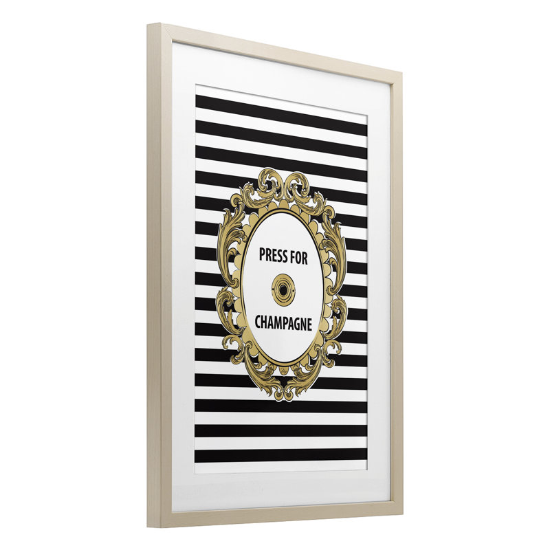 «Press For Champagne Celebration», reproduction sous verre encadrée, design par Martina Pavlova, 20 x 14