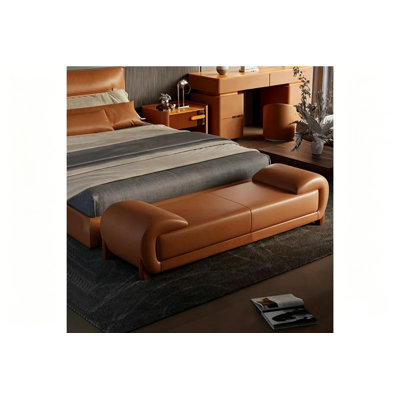 Banc rembourré en cuir véritable Sharella