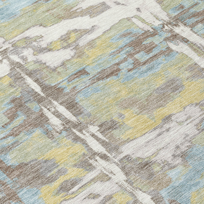 Machine Washable Indoor/Outdoor Chantille ACN2627 Abstract Rug, Ivory, 5' x 7'6"