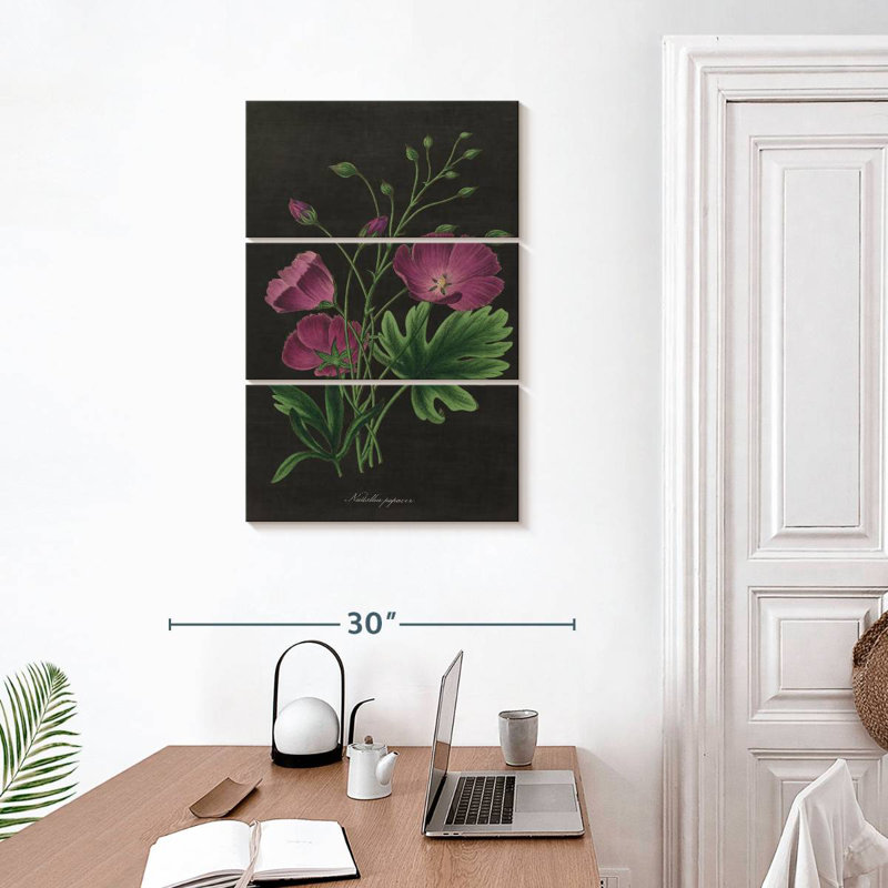 Harnek botanique sur carte noire II, H 32 po x l 20 po