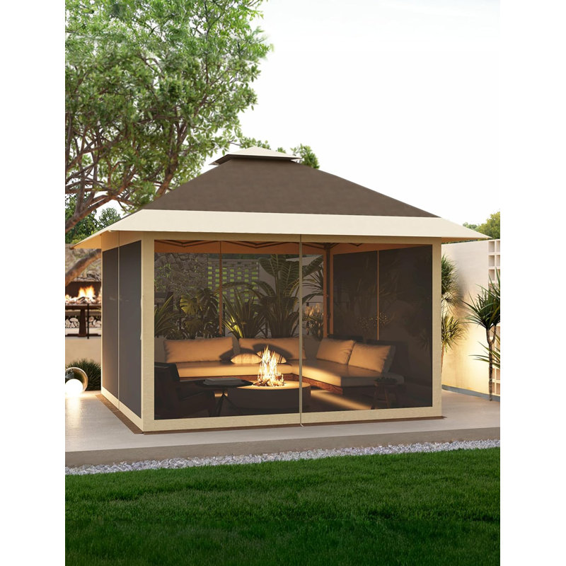 Pavillon de jardin extérieur 13 x 13 pi, Khaki