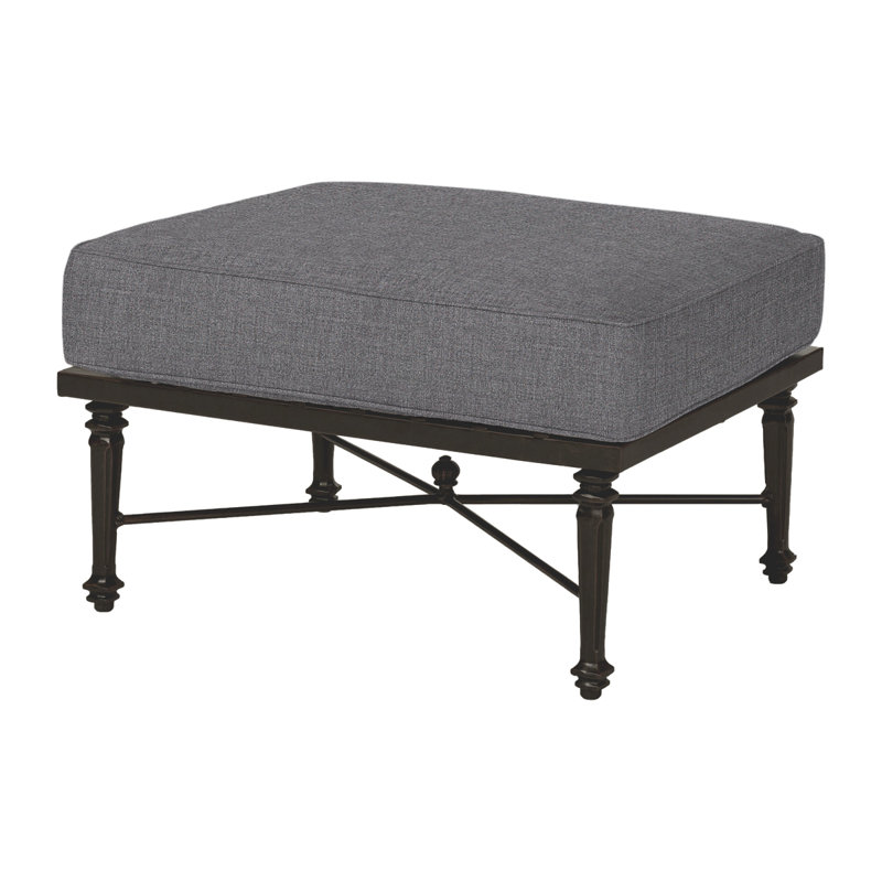 Grand Terrace Sectional Ottoman Frame with Sunbrella Cushions, Cast Slate Sunbrella® Plainweave, Desert Bronze