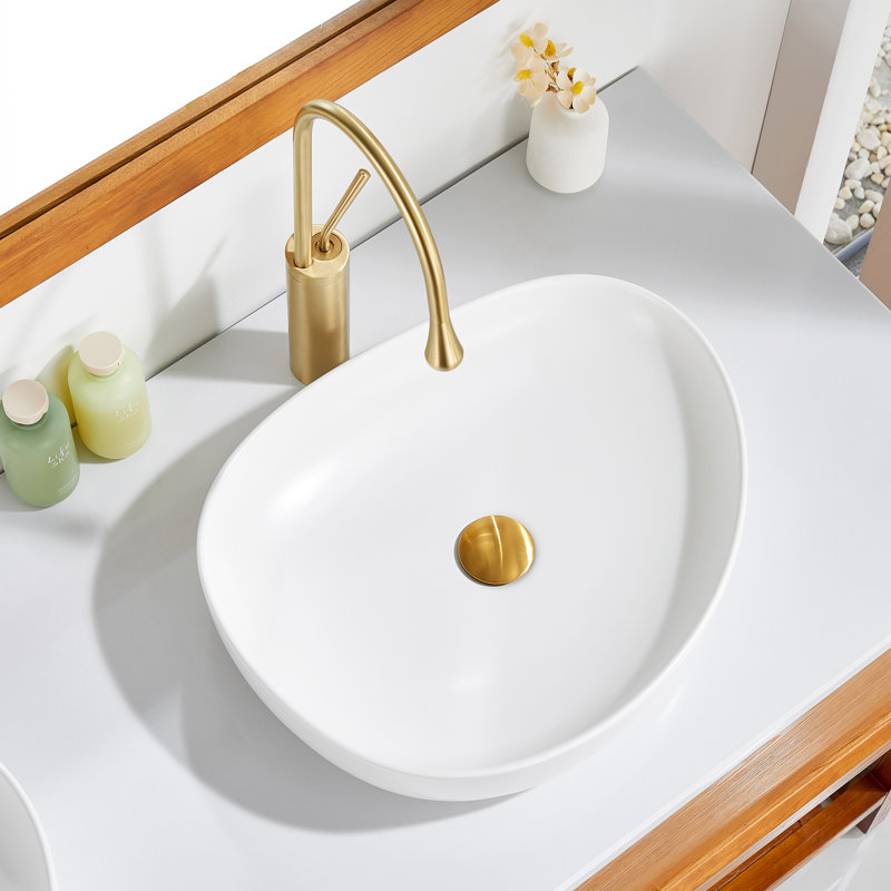 Lavabo vasque en céramique 20 po Modern, Blanc mat