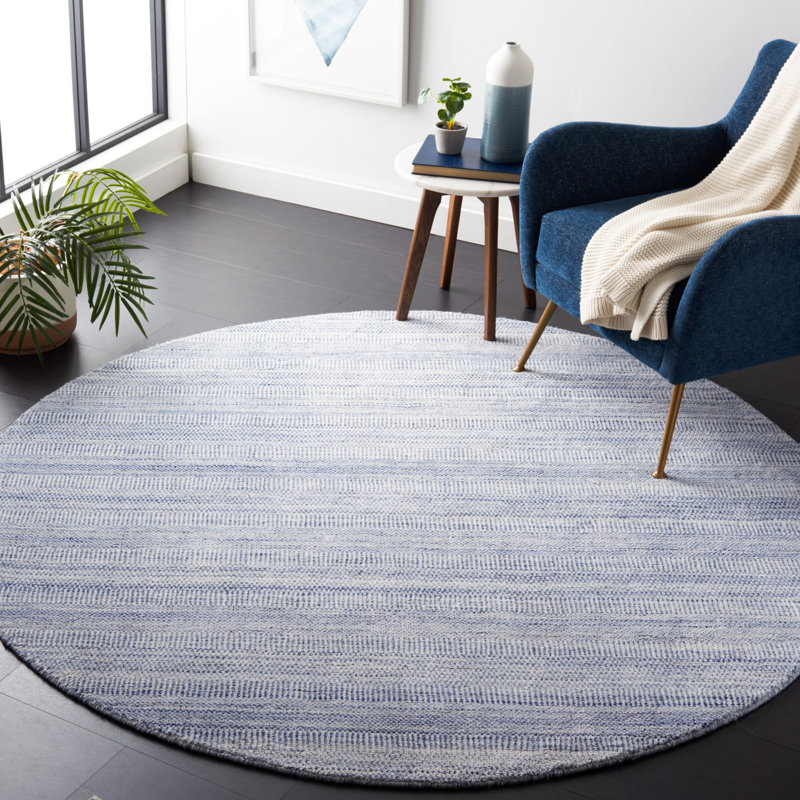 Dheftera Hand Loomed Performance Solid Color Rug, Round 6'