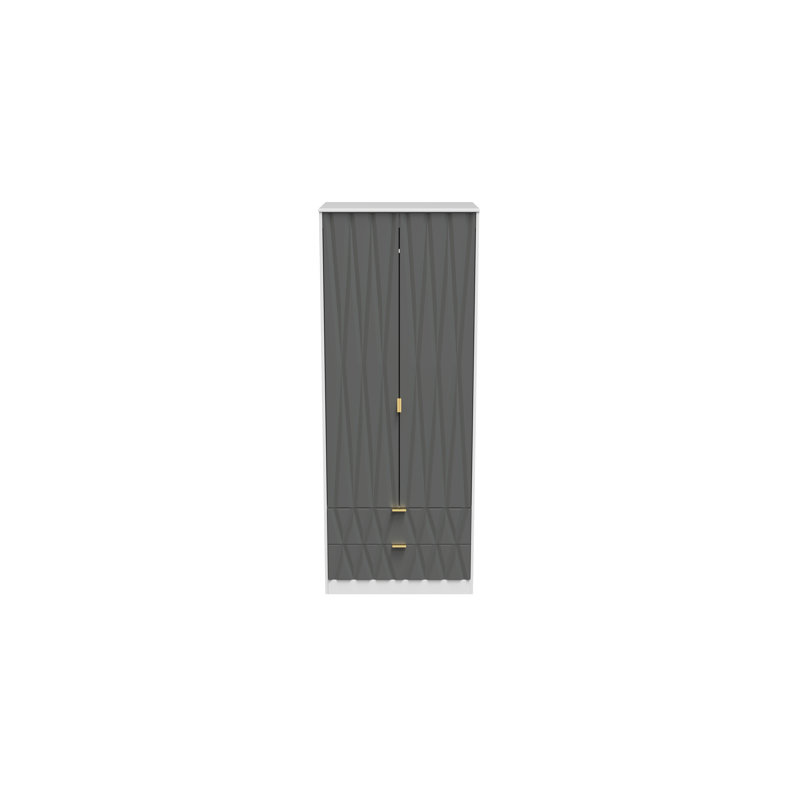 Fully Assembled Efka Diamond Wardrobe, Grey Matt Veneer