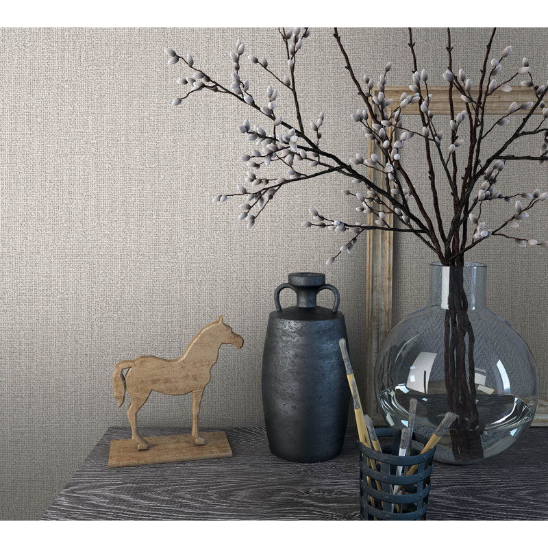 Loudoun Textured Weave Matte Non-pasted 10.05' x 53" Wallpaper Roll, Greige
