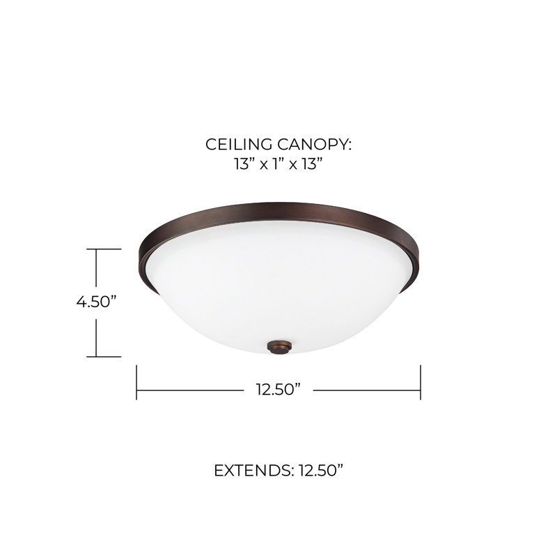Plafonnier encastré 2 lumières 12,5 po Bookem, Bronze brillant